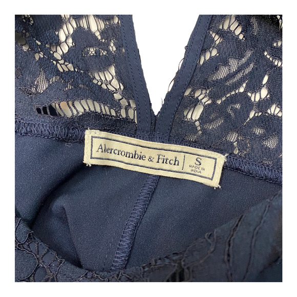 Abercrombie & Fitch Navy Blue Lace Long Sleeve A-Line Dress Size Small - Picture 11 of 14